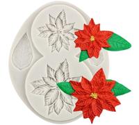 MINFEIDMS Flower Pro Poinsettia Silicone Moulds Poinsettia Veiner Fondant Moulds Poinsettia Flower Petals Leaves Candy Mould for Sugar Cake Decorating Cupcake Topper Candy Chocolate Gum Paste Polymer