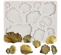 MINFEIDMS Fungi Fondant Moulds Plant Mushroom Cake Decoration Silicone Moulds Ginkgo Biloba Candy Chocolate Moulds for Sugar Cake Decorating Cupcake Topper Gum Paste Polymer Clay