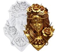 MINFEIDMS Goddess Silicone Mould Flower Lady Fondant Moulds for Cake Decoration Chocolate Cupcake Topper Candy Sugar Craft Gum Paste Polymer Clay