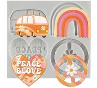 MINFEIDMS Groovy Silicone Moulds Daisy Flower Fondant Mould Car Rainbows Silicone Moulds for Sugar Cake Decorating Cupcake Topper Chocolate Candy Gum Paste Polymer Clay