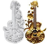 MINFEIDMS Guitar Fondant Moulds Flower Silicone Mould for Cake Decoration Chocolate Cupcake Topper Candy Sugar Craft Gum Paste Polymer Clay