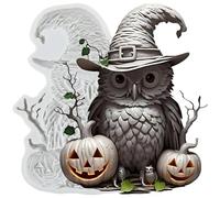 MINFEIDMS Halloween Fondant Mould Owl Silicone Moulds Pumpkin Candy Mould for Cake Decoration Cupcake Topper Chocolate Candy Sugar Craft Rubber Paste Polymer Clay