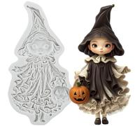 MINFEIDMS Halloween Ghost Silicone Moulds Witch Pumpkin Fondant Mould for Cake Decoration Cupcake Topper Chocolate Candy Sugar Craft Rubber Paste Polymer Clay