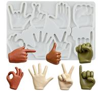 MINFEIDMS Hand Gesture Silicone Mould Peace Fist Love Signs Fondant Moulds