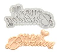 MINFEIDMS Happy Birthday Silicone Moulds - Grey Rectangular Cake Decorating Mould - 1.2 Cups Capacity - Perfect for Chocolate, Fondant, Candy & More