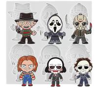 MINFEIDMS Horror Characters Silicone Moulds Scary Movie Characters Fondant Mould Halloween Friends Mould for Sugar Cake Decorating Cupcake Topper Candy Chocolate Gum Paste Polymer Clay