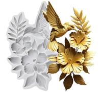 MINFEIDMS Hummingbird Fondant Moulds Flower Silicone Mould for Cake Decoration Chocolate Cupcake Topper Candy Sugar Craft Gum Paste Polymer Clay