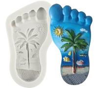 MINFEIDMS Island Foot Silicone Moulds Beach Slipper Fondant Mould for Hawaiian Theme Party Cake Decorating Cupcake Topper Candy Chocolate Gum Paste Polymer Clay