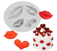 MINFEIDMS Lips Fondant Moulds Lips Kiss Collection Silicone Mould Valentine's Day Fondant Moulds for Cake Decorating Cupcake Topper Chocolate Gum Paste Candy Polymer Clay
