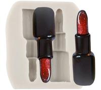 MINFEIDMS Makeup Theme Silicone Moulds Lipstick Fondant Mould Makeup Tools Moulds for Sugar Cake Decorating Cupcake Topper Chocolate Gum Paste Candy Polymer Clay