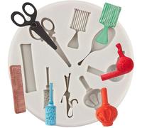 MINFEIDMS Makeup Tools Design Fondant Cake Moulds Scissors Hair Tools Silicone Mould for Cake Decorating Cupcake Topper Candy Chocolate Gum Paste Polymer Clay