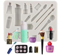 MINFEIDMS Makeup Tools Silicone Moulds Lipstick Perfume Bottle Fondant Mould Nail Polish Makeup Brush Moulds for Sugar Cake Decorating Cupcake Topper Chocolate Gum Paste Candy Polymer Clay
