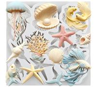 MINFEIDMS Marine Theme Fondant Mould Jellyfish Starfish Silicone Moulds