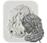 MINFEIDMS Medusa Silicone Moulds Greek Mythic Figure Medusa Fondant Moulds Snake Hair Fairy Mould for Sugar Cake Decorating Cupcake Topper Chocolate Gum Paste Candy Polymer Clay