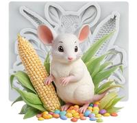 MINFEIDMS Mouse Fondant Moulds Corn Silicone Mould for Cake Decoration Cupcake Topper Chocolate Candy Sugar Craft Gum Paste Polymer Clay