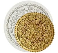 MINFEIDMS Multi Circle Flowers Lace Mat Silicone Mould Embossing Lace Fondant Moulds for Sugar Cake Decorating Cupcake Topper Candy Chocolate Gum Paste Polymer Clay