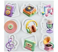 MINFEIDMS Music Theme Fondant Mould Music Note Microphone Silicone Moulds