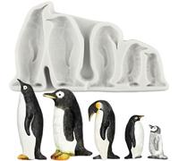 MINFEIDMS Penguin Family Silicone Mould Penguin Silicone Fondant Moulds for Sugar Cake Decorating Cupcake Topper Chocolate Candy Gum Paste Polymer Clay