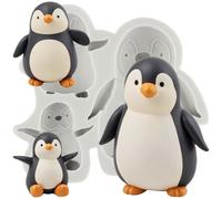 MINFEIDMS Penguin Silicone Moulds Penguin Family Cake Decoration Fondant Mould for Cake Decorating Cupcake Topper Chocolate Gum Paste Candy Polymer Clay