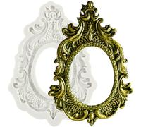 MINFEIDMS Phtoto Frame Fondant Mould Baroque Style Picture Frames Silicone Moulds Curlicues Scroll Relief Moulds for 3D Sculpted Cake Decorating Cupcake Topper Candy Chocolate Gum Paste Polymer Clay