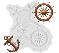MINFEIDMS Pirate Themed Silicone Mould Anchor Rudder Fondant Moulds