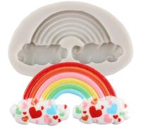 MINFEIDMS Rainbow Silicone Fondant Moulds for Baby Shower Cake Decorating Cupcake Topper Chocolate Gum Paste Candy Polymer Clay