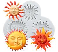 MINFEIDMS Sun Moon Face Fondant Mold Sun Face Silicone Molds Moon Face Chocolate Mold for Cake Decoration Cupcake Topper Candy Gum Paste Polymer Clay