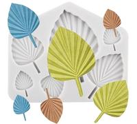 MINFEIDMS Tropical Leaf Silicone Mould Fan Leaf Fondant Mould Flower Leaf Chocolate Moulds for Cake Decoration Cupcake Topper Candy Gum Paste Polymer Clay