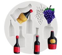 MINFEIDMS Wine Bottles Silicone Fondant Mould Grape Champagne Bottle Fondant Mould for Cake Decorating Cupcake Topper Chocolate Gum Paste Candy Polymer Clay