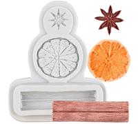MINFEIDMS Winter Spices Silicone Mould Lemon Slice Star Anise Tangerine Peel Fondant Mould for Cake Decorating Cupcake Topper Candy Chocolate Gum Paste Polymer Clay