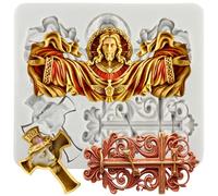 MINFEIDMS YANQINMS Baptism Cake Decorations Cross Cake Mould Cross Silicone Moulds Jesus Fondant Moulds for Sugar Cake Decorating Cupcake Topper Gum Paste Polymer Clay