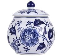 Ming And Qing Dynasty Style Blue and White Porcelain Ginger Jar - Hand-Painted Floral Chinoiserie Decorative Jar, Ceramic Flower Vase & Storage Jar for Home Decor, Tea, or Snacks (Qhua Jar)
