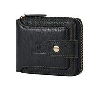 MING Clan Men's RFID Blocking Leather Bifold Zipper Wallet with ID Flap Coin Pocket Large Capacity