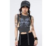 Minga London - Restless Thoughts Grey Straps Black - Top - grey - L - 100% Cotton,Jersey L