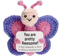 MINGBOLIN Emotional Support Crochet Butterfly,2 PCS Positive Crochet Animals Emotional Support Gift Positive Crochet butterfly with Card butterfly Gifts for Women Get Well Soon Gifts for Women