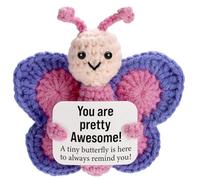 MINGBOLIN Emotional Support Crochet Butterfly,Positive Crochet Animals Emotional Support Gift Positive Crochet Butterfly with Card Butterfly Gifts for Women Get Well Soon Gifts (Powder blue2)