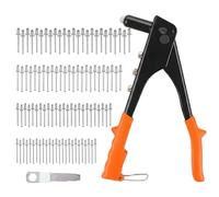 MINGBOLIN Rivet Gun Set,Hand Riveter With 100 Aluminum Rivets Heavy Duty Pop Rivet Gun Kit Includes 4 Drill Bits Interchangeable Nozzles 3/32"(2.4mm),1/8"(3.2mm),5/32"(4.0mm),3/16"(4.8mm)Riveter Tool
