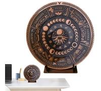 mingchengheng Wheel Of The Year Calendar | Wooden DWheel Of The Year Witch Calendar With Stand - Pagan Witch Sign Celestial Sign Yule Altar Decoration For, Halloween