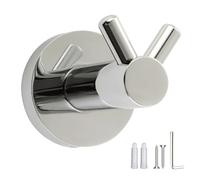 MINGCHI Premium Dual Horn Stainless Steel Coat Hooks - 304 Mirror Chrome Wall Mounted (15kg Load), Heavy Duty Hat & Towel Hanger with Screw Fixings - Commercial & Home Use