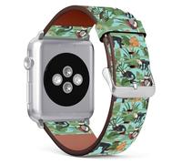 Mingdao Compatible with Apple Watch Series 10 9 8 7 6 5 4 3 2 1 SE, 38mm 40mm 41mm 42mm Stylish PU Leather Band Replacement Strap, Monkeys MD5564