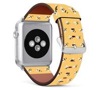 Mingdao Compatible with Apple Watch Series 10 9 8 7 6 5 4 3 2 1 SE Uitra 1/2, 42mm 44mm 45mm 46mm 49mm Stylish PU Leather Band Replacement Strap, Bees MD3673