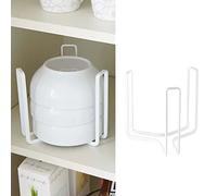 MINGFANITY Dinnerware Bowl Plate Holder Fit for 6.5 Inches Diameters Bowl, Metal Bowl Storage Dying Display Rack for Kitchen Drawer, Countertop, Cabinet, Shelf, Cupboard (White, Small 2PCS)