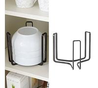 MINGFANITY Dinnerware Bowl Plate Holder Fit for 6.5 Inches Diameters Bowl, Metal Bowl Storage Dying Display Rack for Kitchen Drawer, Countertop, Cabinet, Shelf, Cupboard (Black, Small 2PCS)