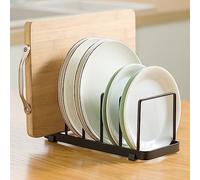 MINGFANITY Plate Home Accented Storage Rack, Metal Dish Rack, Plate and Bowl Organizer for Kitchen Cabinets (Black)