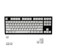MiNGFi Japanese TKL PBT Keycap Set, Cherry Profile ANSI/ISO, White | Industrial Stencil, 92-key PBT laser engraved, fade-resistant legends, fits ANSI/ISO 87/88/61/62 keyboards