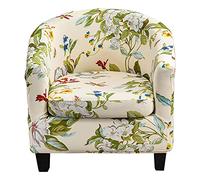 Mingfuxin 2 Piece Stretch Printed Tub Chair Cover, Soft Spandex Club Chair Slipcovers with Cushion Cover Round Barrel Armchair Sofa Covers Slipcovers Couch Protector(Printed #3605)