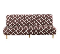 Mingfuxin Armless Sofa Bed Cover, Spandex Stretch Futon Slipcover Protector, Non-Slip Elastic Folding Couch Sofa Shield Fits for 2-3 Seater Folding Sofa Bed without Armrests (BTC02 Coffee)