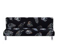 Mingfuxin Armless Sofa Bed Cover, Spandex Stretch Futon Slipcover Protector, Non-Slip Elastic Folding Couch Sofa Shield Fits for 2-3 Seater Folding Sofa Bed without Armrests (Rainforest)