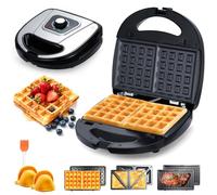 Mingfuxin Breakfast Sandwich Maker, Electric Waffle Maker Iron, Panini Press Grill with Removable Non-stick Plates, Electric Grilled Cheese Maker for Grilled Food, Desserts, Waffles, Sandwiches