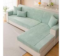 Mingfuxin Chenille Sofa Cover Slipcovers 1 2 3 4 Seater, Universal Non-Slip Corner Sofa Covers L shape Sectional Sofa Couch Cushion Covers Furniture Protector for Living Room(Matcha Green,70 * 150cm)